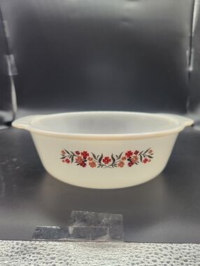 Vintage Fire-King Milk Glass Primrose Casserole Dish